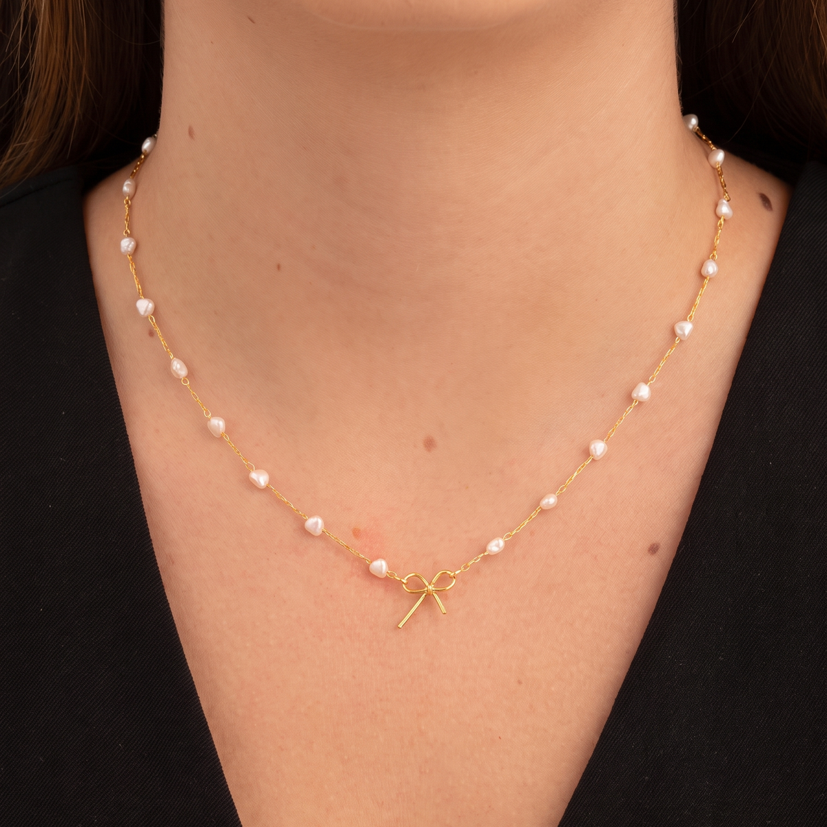Colar Pearl Bow